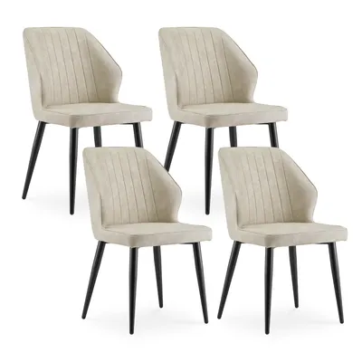 Produktbild von CLIPOP Esszimmerstuhl,4er Set Kunstleder Küchenstuhl, Empfangsstuhl mit Rückenlehne Metallbeinen,Beige