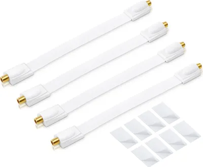 Produktbild von 4x conecto Premium Fensterdurchführung für SAT Kabel koaxial inkl. Klebepads (F-Kupplung auf F-Kupplung, vergoldet) weiß, 26 cm