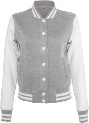 Produktbild von Build Your Brand BY027 | Ladies Sweat College Jacket - Farbe: Heather Grey/White - Größe: XL