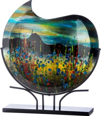 Produktbild von Casablanca by Gilde  Glasart runde Dekovase Dali, handbemalt H. 47,5 cm,44652