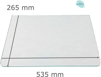 Produktbild von Kühlschrank Einlegeboden - Strukturglas Kathedral 4 mm - 2 abgerundete Ecken - 535 mm x 265 mm - (89,96 EUR / qm - Mindestbfl. 0,25 qm - Kantenb 5,35 EUR / lfm. - Eckenb. 1,00 EUR / Stck.)