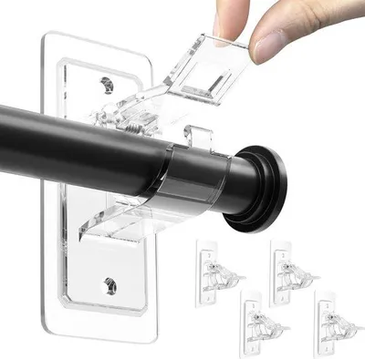 Produktbild von 4er-Set selbstklebende Gardinenhalter ohne Bohrer - Raumdekoration - multifunktionelle, spitzensichere, selbstklebende Gardinenhalter - für Badezimmer, Schlafzimmer, Wohnzimmer