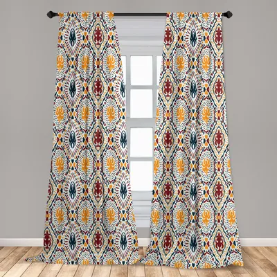 Immagine prodotto di Abakuhaus, tende per finestre, motivi a chevron, righe e pois, set di 2 pannelli, 150 x 245 cm
