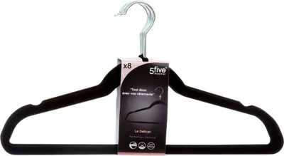 Obrázek produktu pro Věšáky 5five Simply Smart, černé, polypropylen, 45,5 x 23 cm, 8 kusů