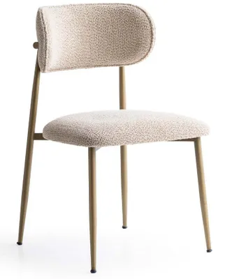Image de Chaise de salle à manger, design moderne, beige, rembourrée, style boucle, pour cuisine