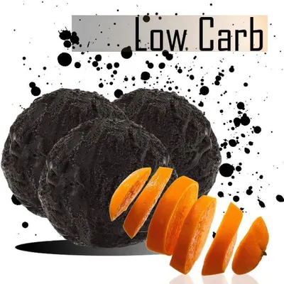 Produktbild von Orange Schwarzes Low Carb Eispulver Vegan Zucker-, laktosefrei 333 g