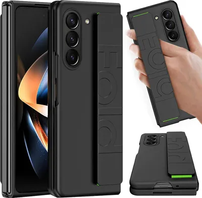 Obrázek produktu pro Pouzdro na Samsung Galaxy Z Fold 6, matné pouzdro proti poškrábání z PC s popruhem na ruku černé