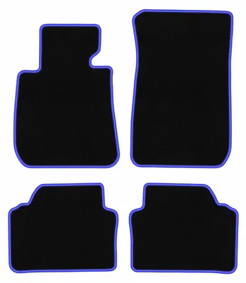 Produktbild von Fußmatten Automatten Velours Schwarz/Blau für BMW 3 E90 2004-2011 Set 4-tlg