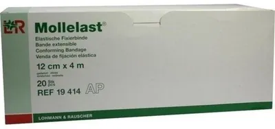 Productafbeelding van Mollelast elastische fixeerbind, 12 cm x 4 m, 20 stuks, verpakking