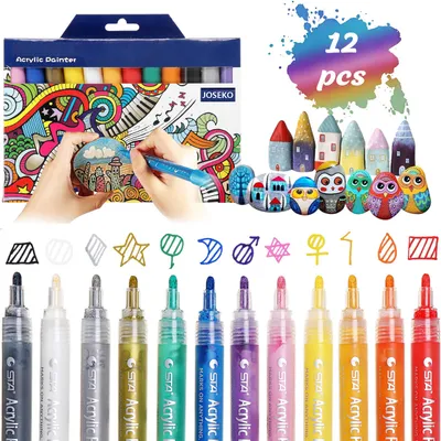 Produktbild von Joseko Acryl Stifte - 24 Farben Acrylfarben Marker Set