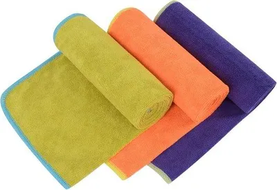 Produktbild von Famanu Mikrofaserhandtuch Superabsorbierend - 3er Set (Grün + Orange + Lila)