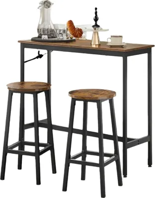 Immagine prodotto di Tavolino da bar con 2 sgabelli – set da bar salvaspazio – 40x100x90 cm