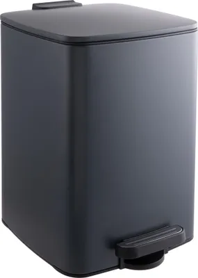 Immagine prodotto di Relaxdays Cestino da cucina, 12 l, chiusura automatica, secchiello interno estraibile, metallo opaco, cestino angolare a pedale, grigio scuro