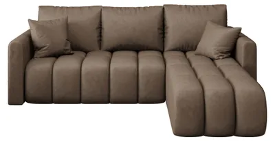 Produktbild von CORNERO Ecksofa mit schlaffunktion GARDA rechts braun Velours Monolith 9 - Schlaffunktion, Bettkasten