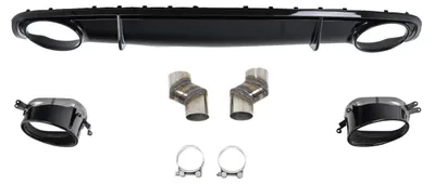 Productafbeelding van Achterdiffusor met uitlaatpijpen voor Audi A4 B8 B8.5 (facelift model) 2012–2015, met RS4-look, zwart.