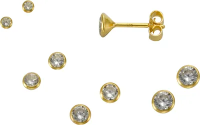Produktbild von F Ohrstecker 925/- Sterling Silber 1,2cm gelb Zirkonia weiß 500220198V