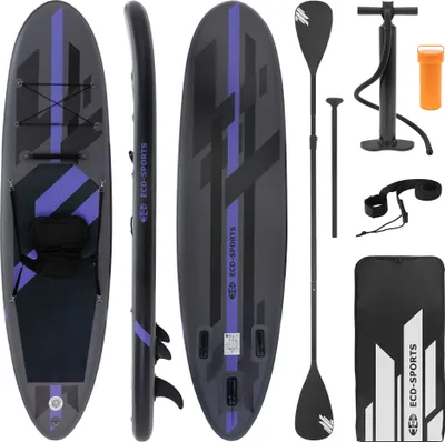 Produktbild von ECD Germany Aufblasbares Stand Up Paddle Board Kajak Sitz, 320x82x15 cm, Schwarz, PVC, bis 120kg, inkl. Pumpe Tragetasche Zubehör