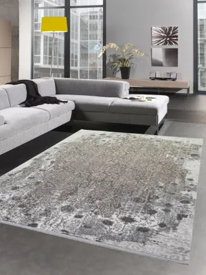 Obrázok produktu pre Koberec do obývačky moderný koberec vintage koberec  vzhľad s strapcami sivý rozmer - 120x170 cm