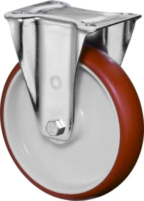 Immagine prodotto di BS ruote Ruota fissa in poliuretano rosso Cuscinetto a rulli Ruota Ø 100 mm 125 kg - L410.B31.100