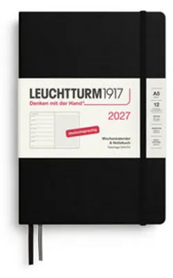 Produktbild von Wochenkalender & Notizbuch Medium A5 Dotted Schwarz 2027