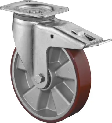 Image de BS Roulettes Roulette pivotante L620.B90.200 avec frein Diamètre 200mm Capacité de charge 800kg Plateau 135x110mm - L620.B90.200