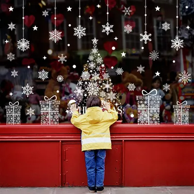 Weihnachts-Fensterbilder 163 Stück, Schneeflocken & Tannenbaum