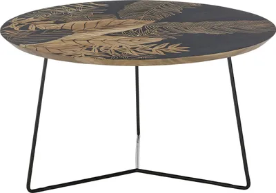 Produktbild von Couchtisch - Ø 85 cm - Braun - Schwarz - Mangoholz massiv - Metallgestell