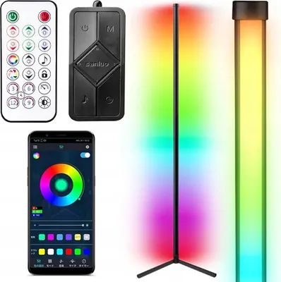 Obrázok produktu pre Rohová Stojaca Rgb Led Stojaca Lampa Aplikácia Diaľkové Ovládanie Hudobný Senzor 140Cm
