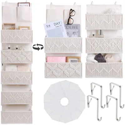 Productafbeelding van Hangorganizer met 5 vakken, flexibele 1-in-2 organizer, opbergoplossing om op te hangen, inklapbaar hangrek voor kinderkamers, slaapkamers, babykamers en badkamers