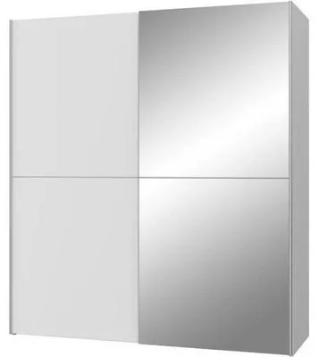 Produktbild von ULOS Schiebetür-Garderobenschrank mit Spiegel, mattweiß, 2 Schiebetüren, Paneelbauweise, L 170,3 x T 61,2 x H 190,5 cm