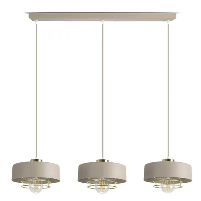 Zdjęcie produktu dla Duża Lampa Sufitowa Wisząca Żyrandol Beżowa ECRU Złoto 3xE27 LED 760-BZ3