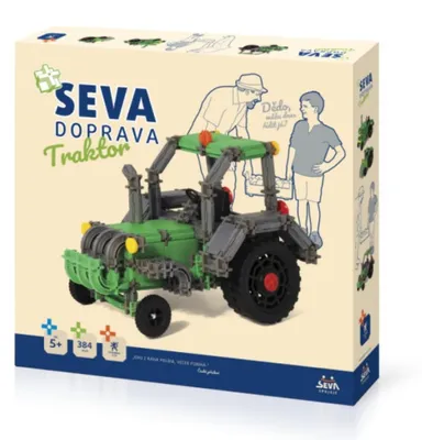 Obrázok produktu pre Konštrukčná súprava SEVA DOPRAVA, plastový traktor, 384 dielikov, balenie 35x33x5 cm, vhodné od 5 rokov