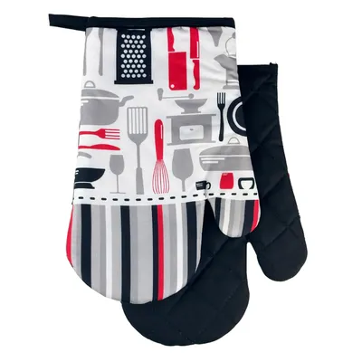Produktbild von Ofenhandschuhe, Küchenhandschuhe mit Magnet Kitchen Rotes und graues Besteck