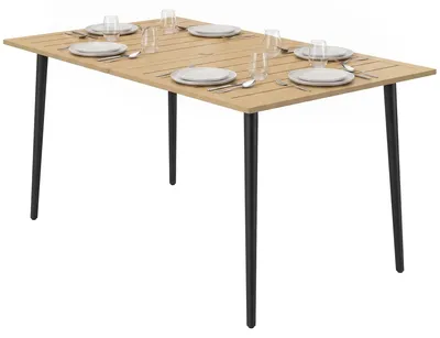 Produktbild von Outsunny Gartentisch 150x90cm, Balkontisch aus Stahl, Balkontisch mit Schirmloch