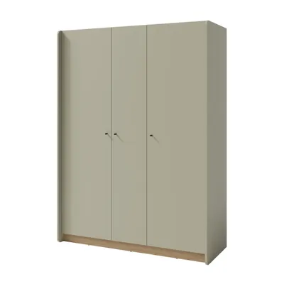 Produktbild von Kleiderschrank ALEX, Drehtürenschrank mit 3 Türen, 145×195 cm, mit Kleiderstange & 10 Einlegeböden, Eukalyptus