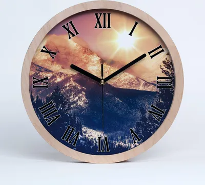Produktbild von Holzuhr 20fi cm wanduhr - schwarze Spitzen - Sonne über die Berge
