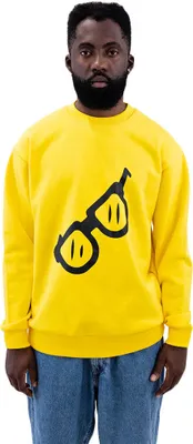 Immagine prodotto di Felpa oversize gialla con motivo di occhiali alla moda, elegante e confortevole, M