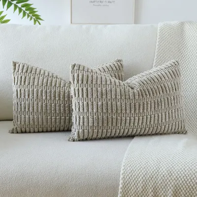 Kissenbezüge 40x60 cm, Cord, gestreift, Tau, 2er-Set