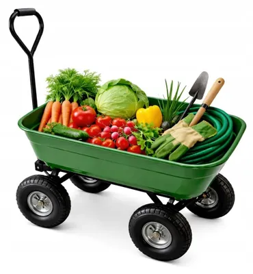 Zdjęcie produktu dla Wózek ogrodowy transportowy 90 l wywrotka 150 kg pompowane koła Platan Sofa