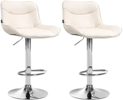 Produktbild von CLP 2er Set Barhocker Vonore Kunstleder höhenverstellbar und 360 Grad drehbar creme Gestell Farbe chrom
