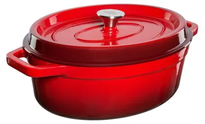 Gusseisen-Bräterpfanne oval, 5,6 l, rot, antihaftbeschichtet