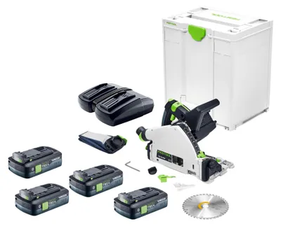 Immagine prodotto di Festool TSC 55 KEB-Basic Sega a immersione a batteria 18 / 36 V 160 mm Brushless + 4x batteria 4,0 Ah + caricabatterie doppio + Systainer