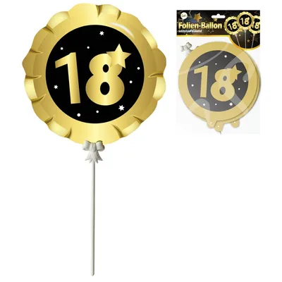 Produktbild von 3er SET FOLIEN BALLONS 18.GEBURTSTAG selbstaufblasend 18 DEKO GOLDENE HOCHZEIT