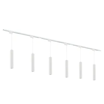 Produktbild von Qub Focus III - 1-Phasen Schienensystem - 300cm - 6 Pendelleuchten - Weiß - LED