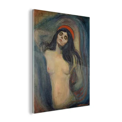 Obrázek produktu pro MuchoWow® Obrazy na skle - Nástěnné obrazy - Fotografie na skle Madona - Edvard Munch 60x80cm Nástěnná dekorace ze skla - akrylová malba na sklo - akrylové