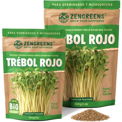 Imagen del producto de ZenGreens® Semillas Eco para Germinar Trébol Rojo 200 g – Brotes y Microgreens