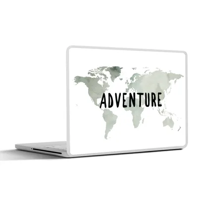 Produktbild von MuchoWow® Laptop Aufkleber Sticker Cover Weltkarte - Aquarell - Zitat 25x18 cm - Laptop-Deko