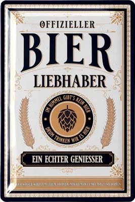 Produktbild von LANOLU Retro Blechschild Bier, lustiges Sprüche Metallschild, Geschenk für Männer,  Kneipen, Partykeller Dekoration, Werkstattschild