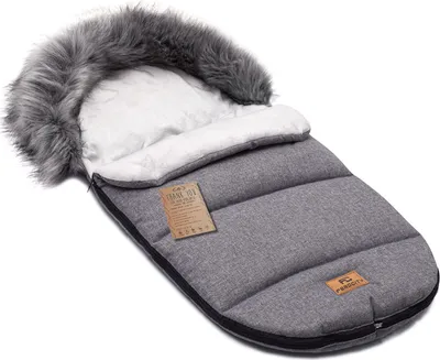 Produktbild von Baby Fußsack, 85 cm, Minky, Winterfußsack für Kinderwagen, Mit Fell, Kapuze, Grau wie Flachs