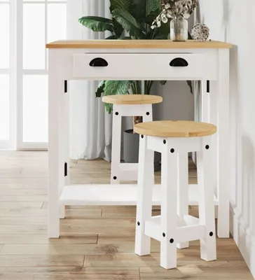 Obrázok produktu pre vidaXL Barová stolička 2 ks. Biele masívne borovicové drevo